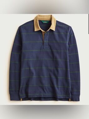J.Crew Rugby shirt with corduroy collar NWT Size L